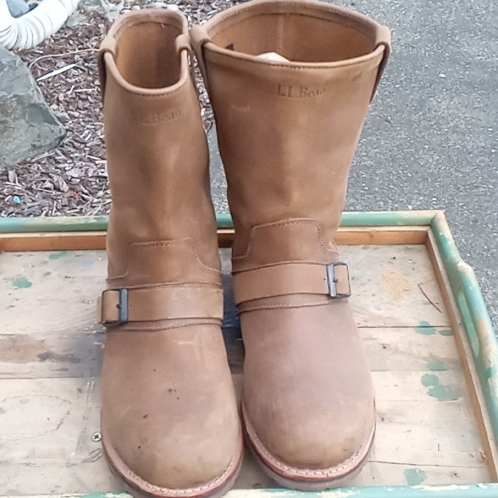 Men's leather biker boots
